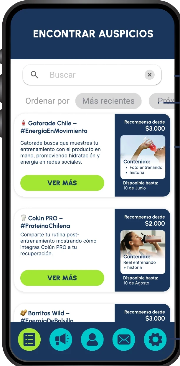 NANO athlete app, find a sponsorship